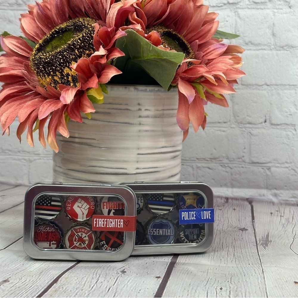 NWT boutique first responder Firefighter and Police Theme Magnet from bottletops